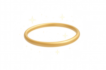 Angelic golden halo shining with bright stars, perfect for spiritual or religious designs on transparent background