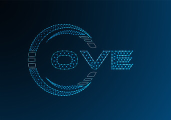 OVE low poly letter logo vector design. OVE lower poly logo design. Low poly logo.