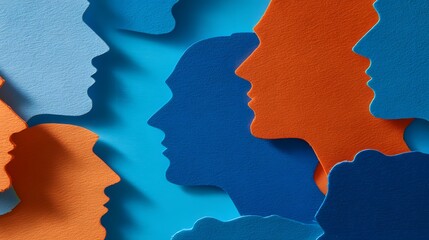 Profile views of diverse people in various colors.