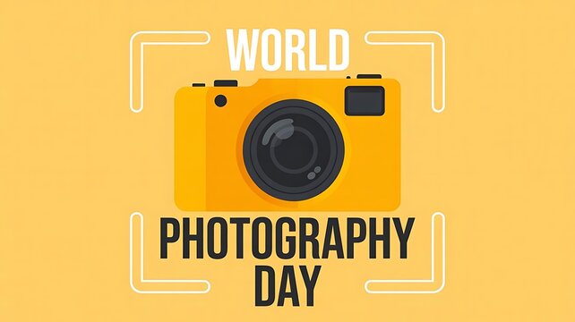 World photography day celebrated with a stylized camera graphic