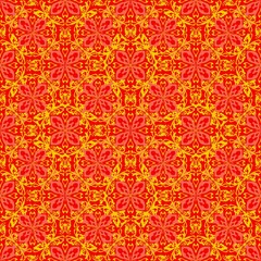 seamless damask pattern,red curves and painted to create flowers shape,leaves with red background in geometric patterns to as sarong,tile,printed fabric,batik,fabric,tablecloth patterns