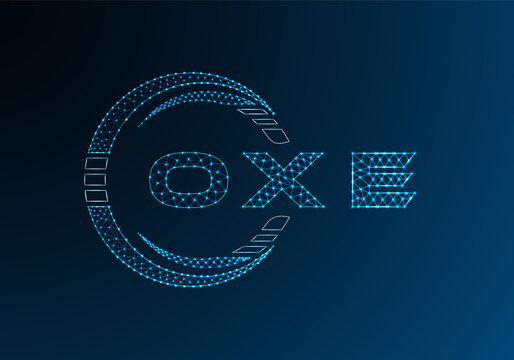 OXE low poly letter logo vector design. OXE lower poly logo design. Low poly logo.