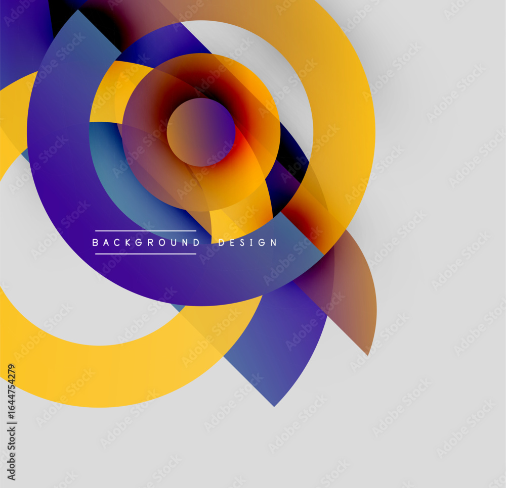 Poster abstract colorful overlapping circles create dynamic visual effect. modern design elements suggest i