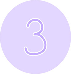 Fototapeta premium Cute Pastel Number 3 Icon – Hand Drawn Round Decorative Clipart PNG