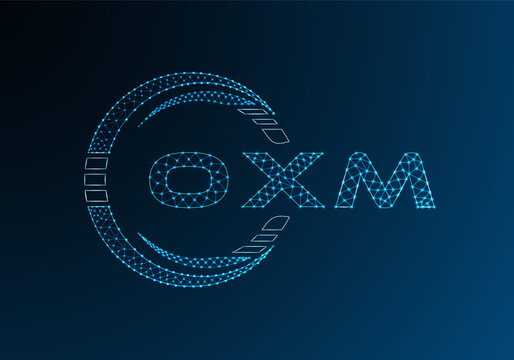 OXM low poly letter logo vector design. OXM lower poly logo design. Low poly logo.