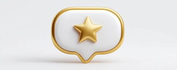 White speech bubble with golden star icon