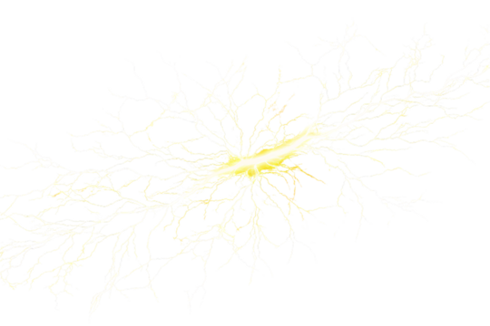 Yellow abstract citrus splash with dynamic liquid motion and bright vibrant energy patterns, isolated on a transparent background