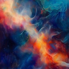 Celestial Resonance III Harmonious waves of cosmic energy pulsing in a surreal pattern rhythmic and profound