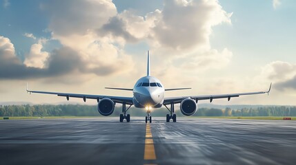 A commercial airplane taxis on the runway under a sunny sky with heat waves visibly shimmering in the background.
