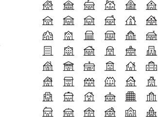 A doodle line vector icon set with home, phone, calendar, and internet symbols for real estate business and website design