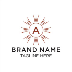 Initial letter A serif font logo design, green nature graphic icon concept