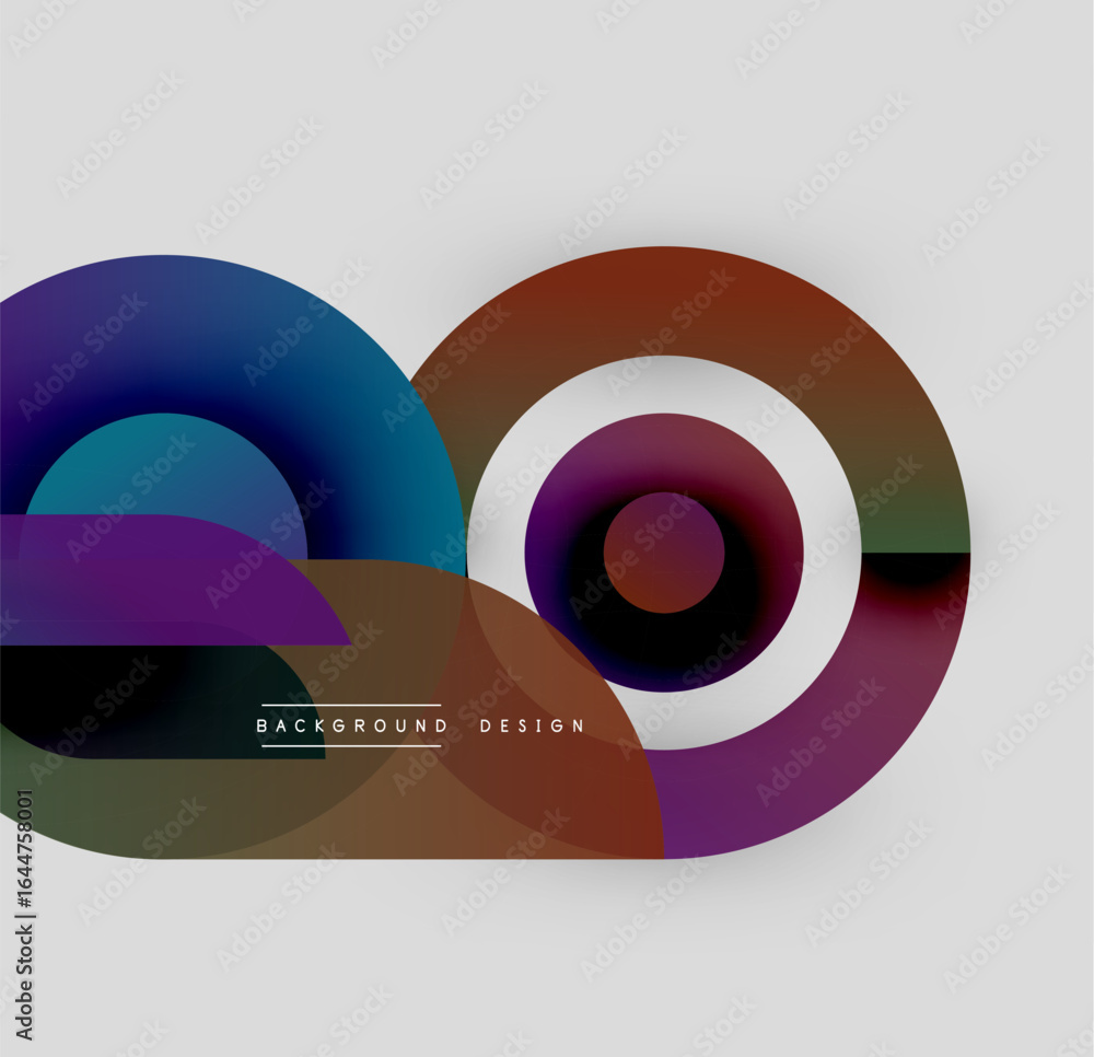 Poster abstract geometric shapes overlap, creating vibrant color gradients. modern design elements suggest 