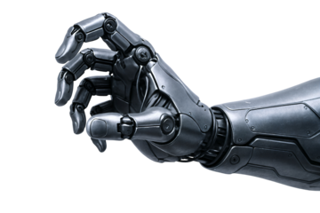 Futuristic robotic hand reaching out, showcasing advanced technology and metallic design.