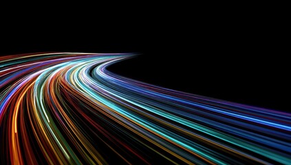 Abstract speed lines curving on black background