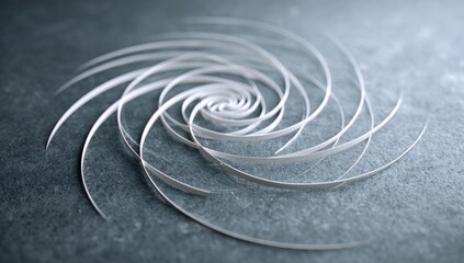 Abstract spiral design of light-gray lines on a dark-gray surface