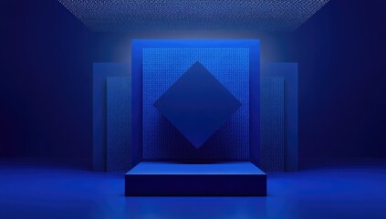 Dark blue, geometric,  3D  product display