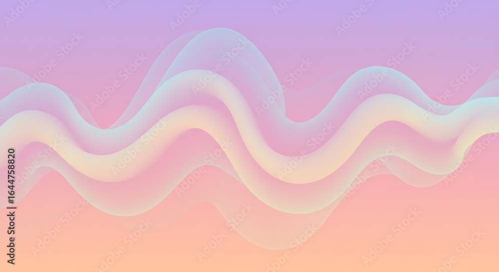 Poster abstract pastel gradient waves background with soft colors and smooth curves - a serene and modern v