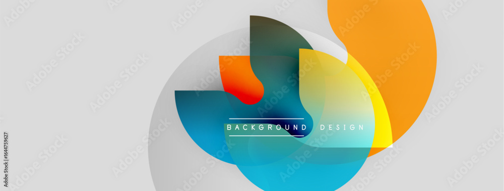 Poster abstract colorful shapes overlap, creating dynamic visual effect. modern design elements suggest inn