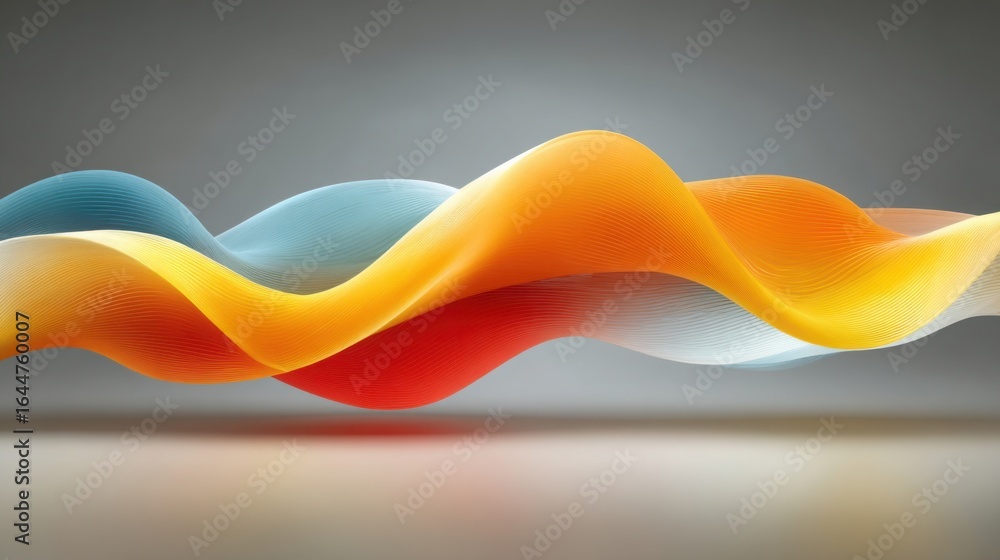 Poster dynamic wave of colored lines representing movement and energy in a fibonacci price structure concep
