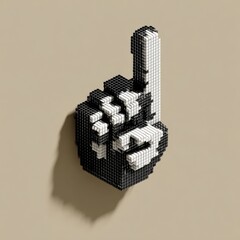 Pixelated hand, pointing upward