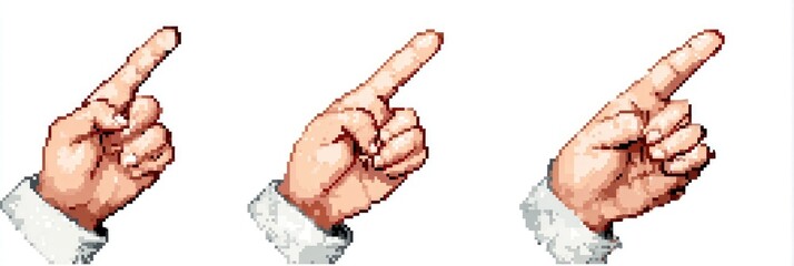Pixelated hands pointing