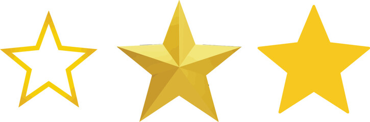 Obraz premium A trio of golden star icons offer versatile design elements for creatives