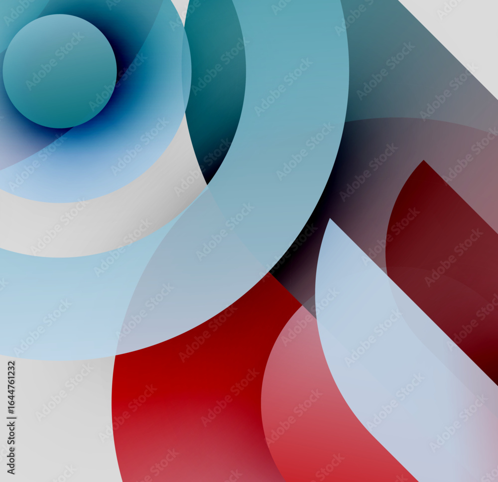 Poster abstract composition. overlapping circles, gradients, cool warm tones create dynamic visual effect. 