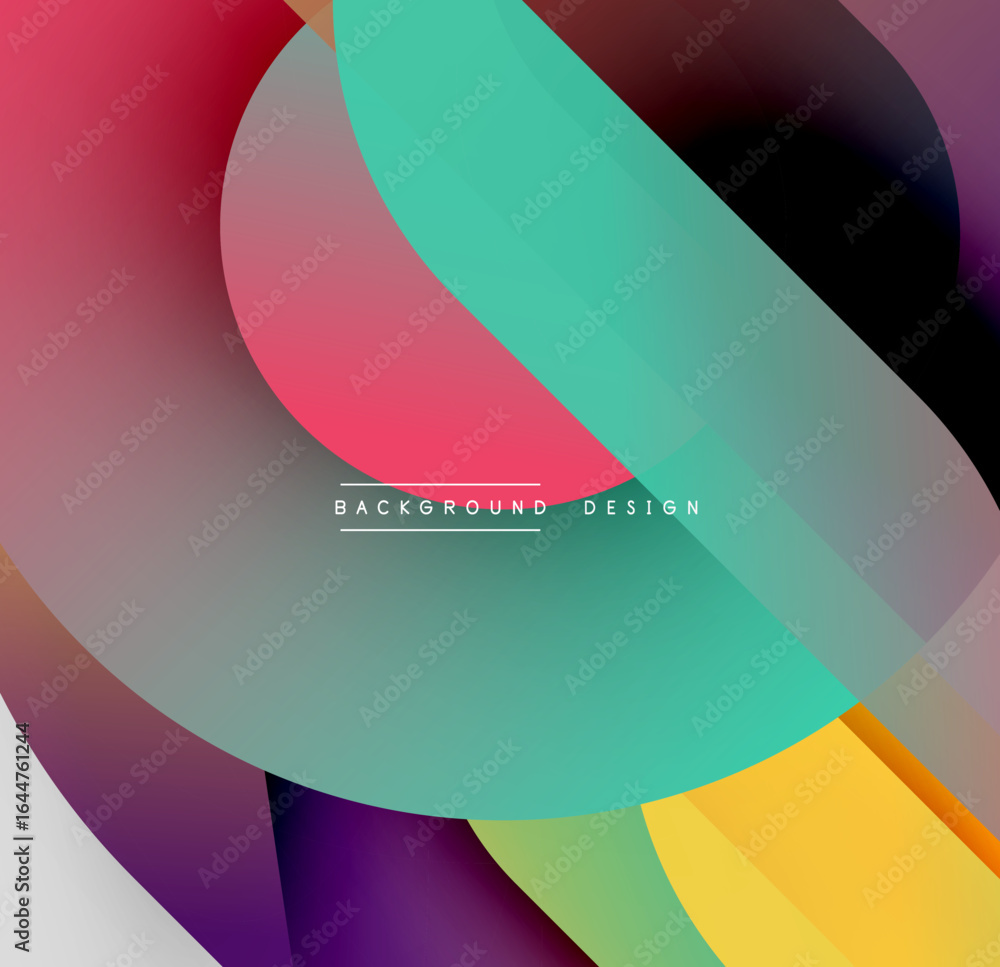 Poster abstract colorful overlapping layers create dynamic background. gradients blend smoothly, offering v
