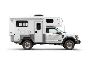 Off-road camper van, white, profile view