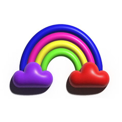 glossy Rainbow 3d Bubble Cloud transparent background.png