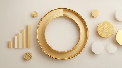 Circular gold icon featuring a bar chart illustrating data trends in gold demand and market analysis visualizations