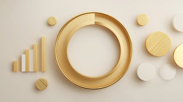 Circular gold icon featuring a bar chart illustrating data trends in gold demand and market analysis visualizations