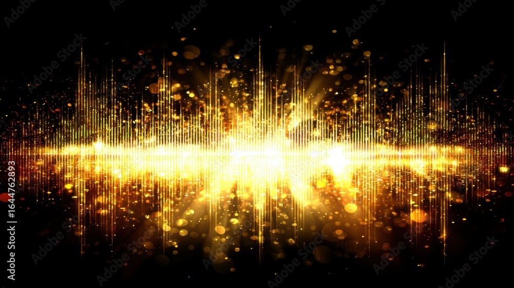 Poster mesmerizing gold light effect on black background for a gold import signal icon concept highlighting