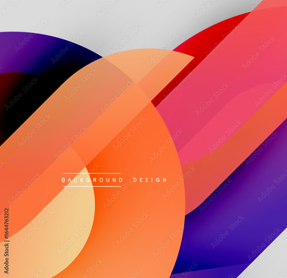 Poster abstract colorful shapes overlap. gradient hues create dynamic visual effect. modern design elements