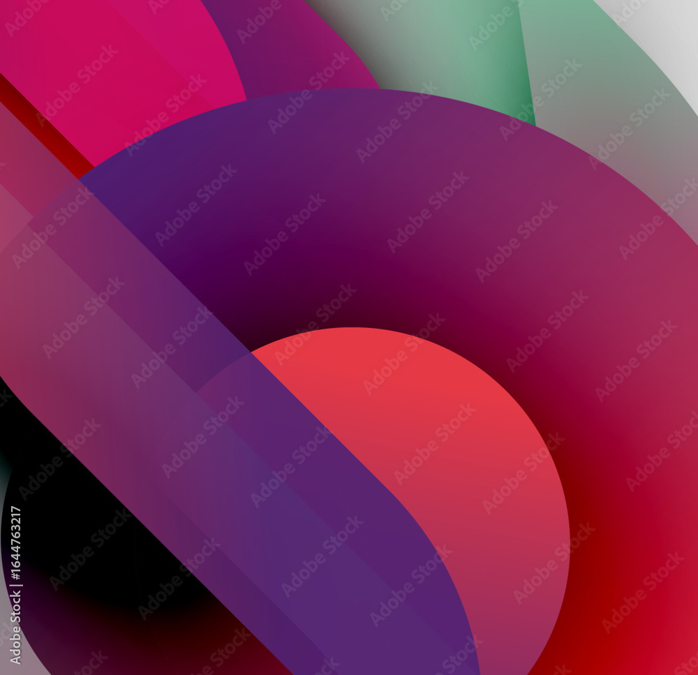 Poster abstract composition. overlapping colorful shapes create dynamic visual effect. gradients blend hues