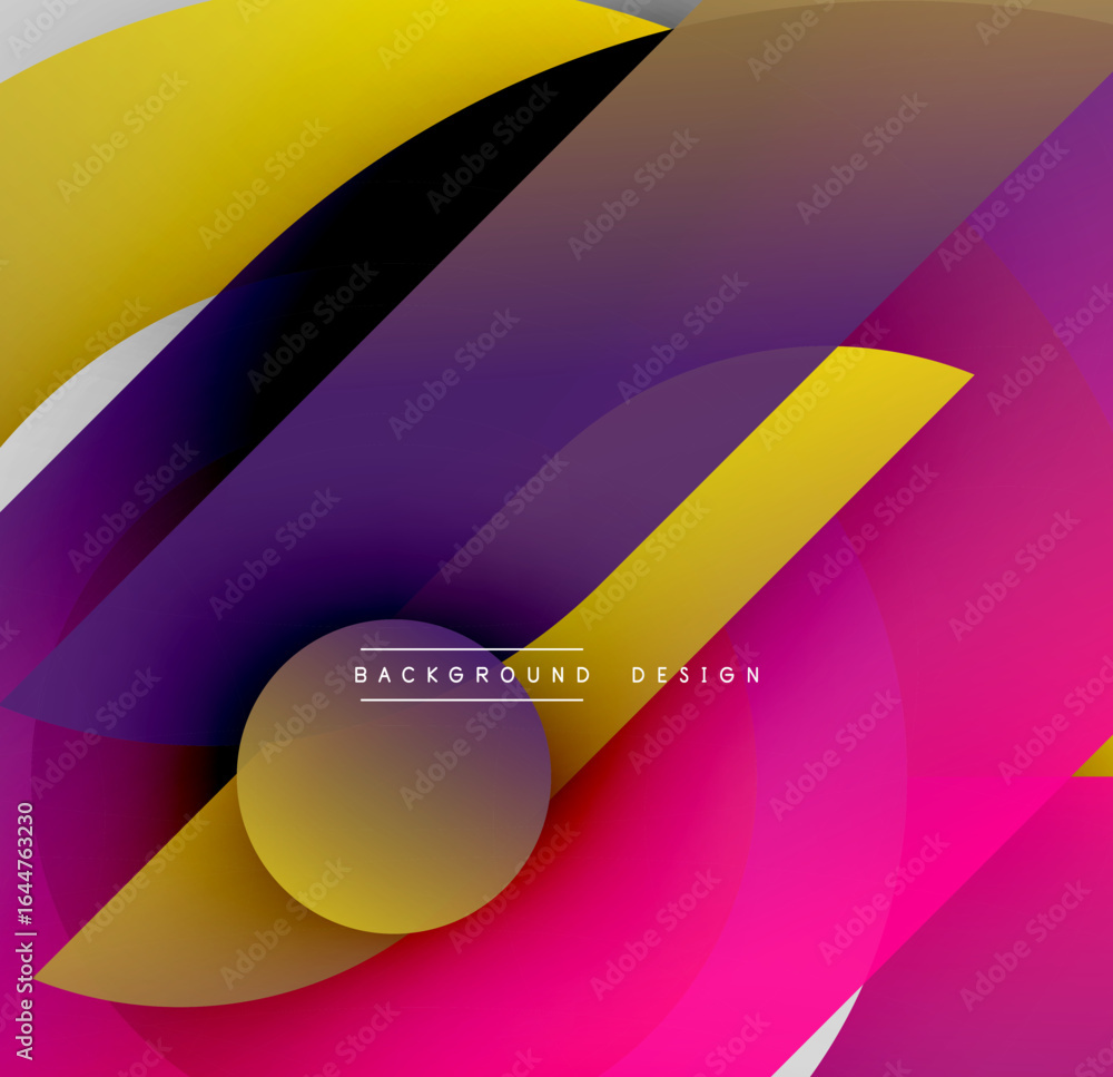 Poster abstract colorful design. overlapping shapes create dynamic visual effect. gradient hues blend smoot