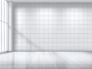 Empty white room with large window