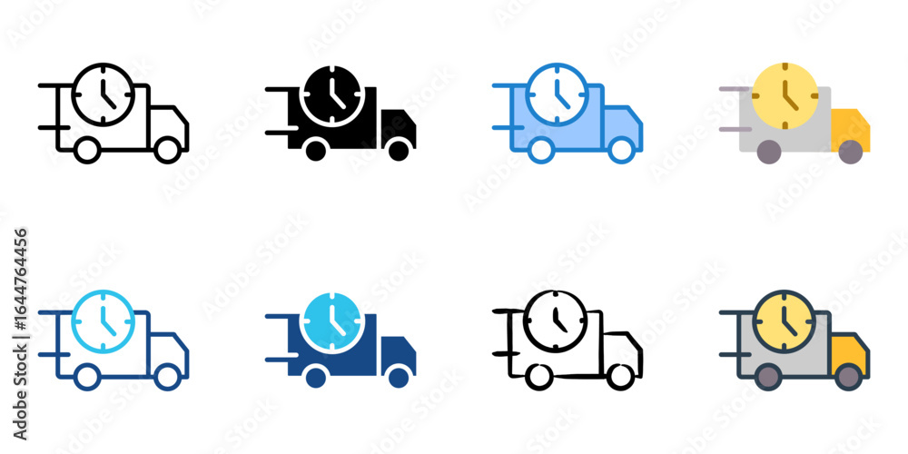 Poster estimated delivery time icon set multiple style collection