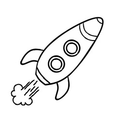 space rocket vector line illustration