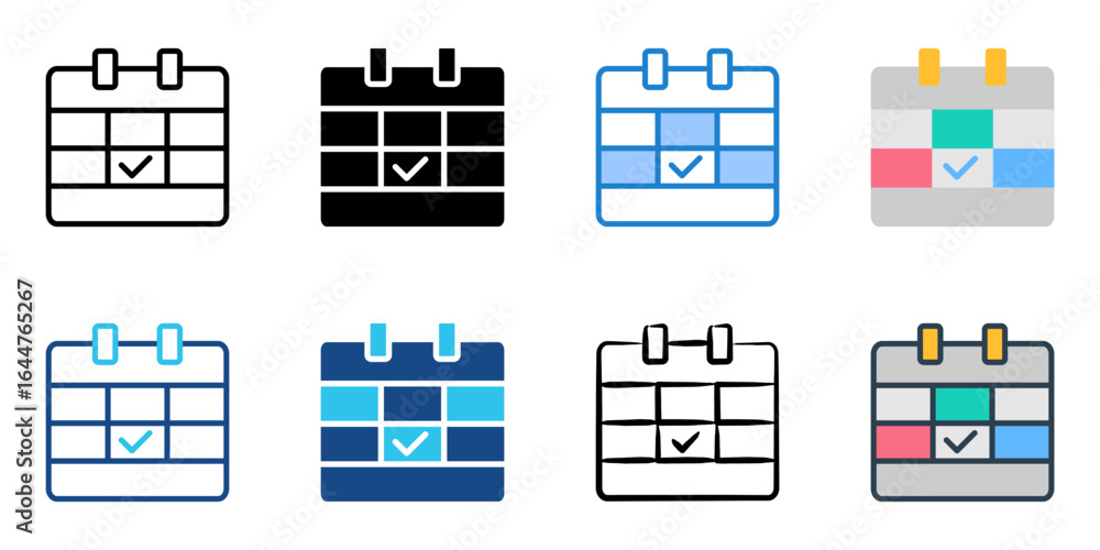 Poster date icon set multiple style collection