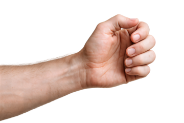 Close-up of a male hand with light skin, fingers curled in a relaxed gesture.