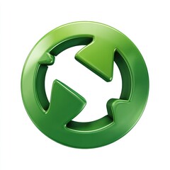 Fototapeta premium Green circular symbol with 3D effect, arrows