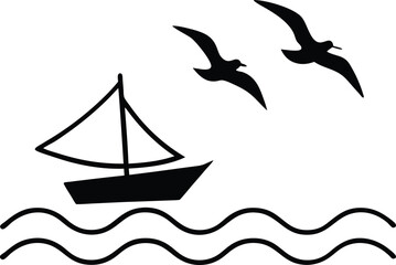 sailing ship silhouette vector