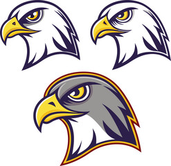 Obraz premium Stylized falcons with sharp beaks