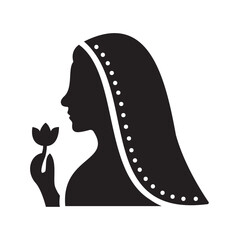 Veil dupatta icon with Radha featuring flowing veil and decorative border for traditional attire