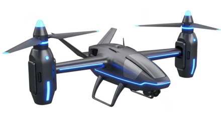 Futuristic 3D Drone Model, Transparent Background, PNG, High-Resolution Render
