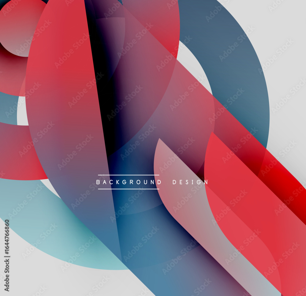 Poster abstract fluid shapes overlap, creating vibrant color gradients. dynamic composition with red, blue,