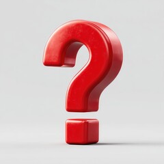 A vibrant red question mark graphic