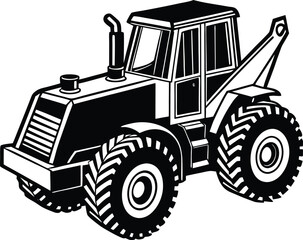 simple large construction vehicle silhouette simplified side view vector set on transparent background
