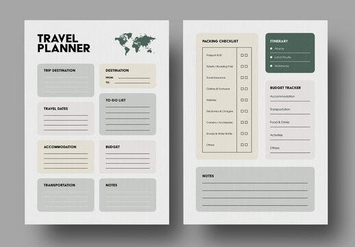 Minimalist Travel Planner and Checklist Organizer
